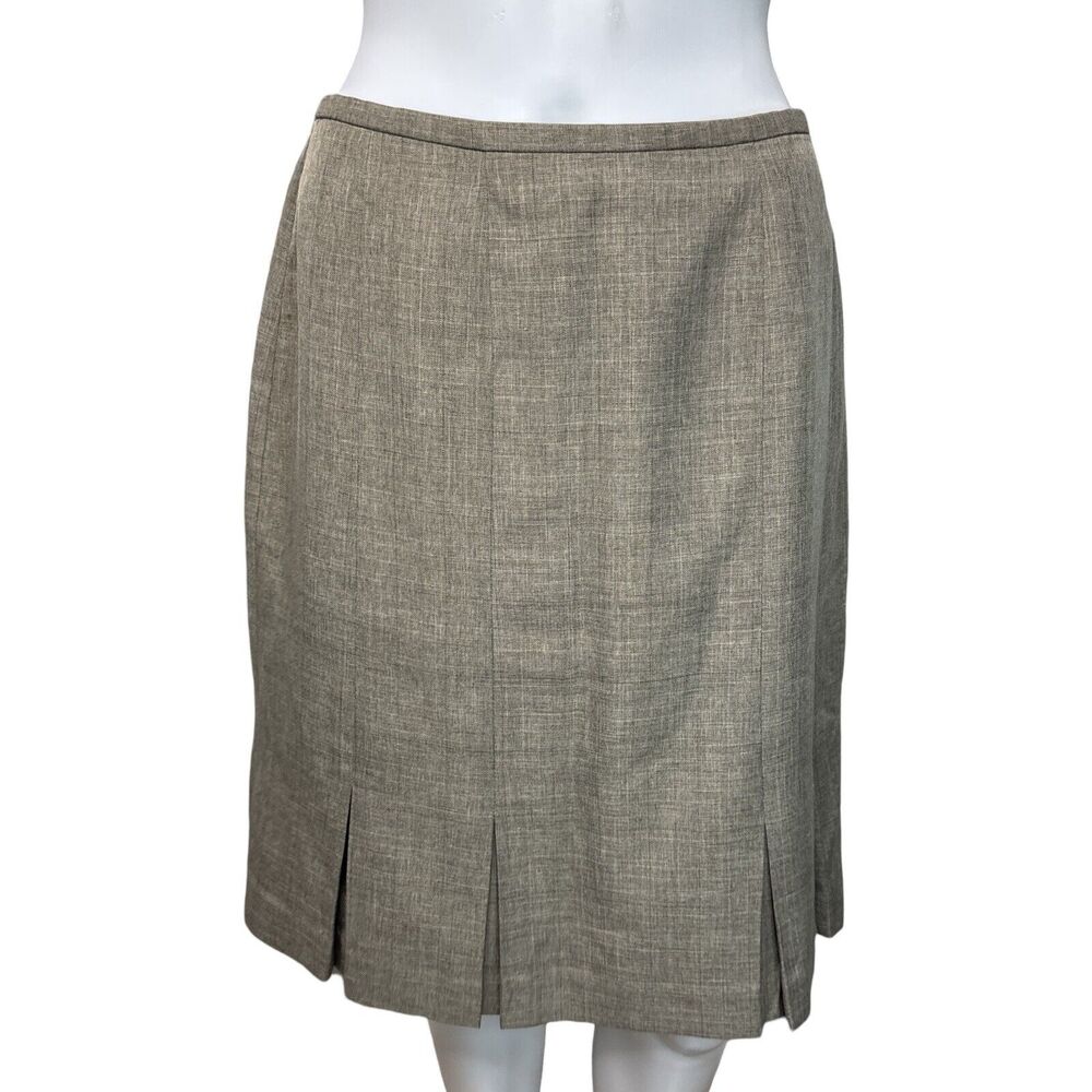 Norton McNaughton Skirt Womens 8 Petite Tan Pencil Straight Skirt Pleated Career